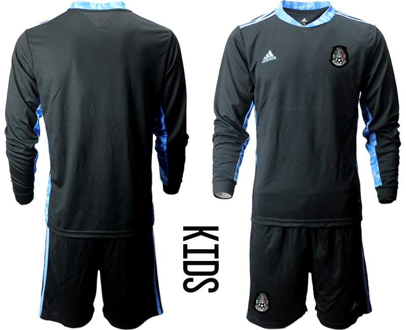Youth 2020-2021 Season National team Mexico goalkeeper Long sleeve black Soccer Jersey